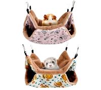LYART Lot de 2 hamacs chauds pour cochon d'Inde, rat, furet et lits chauds pour petits animaux domestiques, écureuils, rats, furets, accessoires et jouets pour planeur en sucre, cochon d'Inde, hamster
