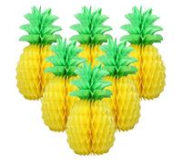 LYART Lot de 6 décorations en forme d'ananas de 35,6 cm pour fête d'été hawaïenne, luau, ananas en nid d'abeille, centres de table à suspendre