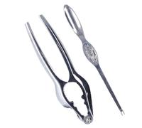 Lybunair Lot de 2 craquelins et pics à crabe en acier inoxydable, outil pour craqueler les pattes de homard, kit de cuillères à pince pour craquelins de crabe, craquelins de