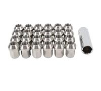 Lybunair Lot de 24 cache-écrous de roue en métal avec structure solide et haute précision, cache-moyeux argentés pour véhicule