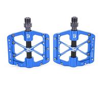 Lybunair Pédales de VTT usinées CNC en alliage d'aluminium, design robuste à 3 roulements à billes, accessoires de vélo pour un maintien fiable et un contrôle optimal (bleu)