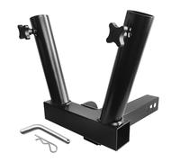 Lybunair Support pliable à 2 têtes pour mât de drapeau avec raccord de siège pour SUV, camping-car, camion et véhicule tout-terrain (2 têtes)