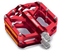 LYCAON Pédales de vélo - Pédales de vélo de Route/VTT - 3 roulements CNC en Alliage d'aluminium - Antidérapantes - Broche CR-MO - 9/16" Pédales Plates antidérapantes (Rouge)