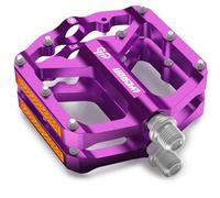 LYCAON Pédales de vélo - Pédales de vélo de Route/VTT - 3 roulements CNC en Alliage d'aluminium - Antidérapantes - Broche CR-MO - 9/16" Pédales Plates antidérapantes (Violet)