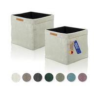 Lycce Boîtes Kallax Cord Set de 2 | Insert Kallax 33 x 33 x H31 cm | Boîte de rangement avec housse en corde amovible adaptée pour l'étagère Kallax | Boîtes de rangement pliables en non-tissé | beige