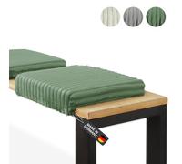 Lycce Coussin de banc Deluxe à pince avec 1 barre, rembourrage supplémentaire, coussin d'assise en velours côtelé super large vert avec système de fixation par pinces, profondeur de banc à partir de