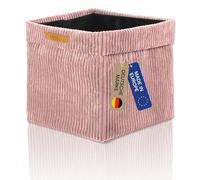 Lycce Kallax Boîte en velours côtelé tendance | Panier de rangement pour étagère Kallax | Boîte pliante 33 x 33 x 31 cm avec housse amovible | Fond avec revêtement non tissé | Cube de rangement | Rose
