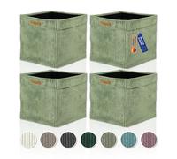 Lycce Kallax Ensemble de 4 boîtes de rangement pliables en velours côtelé 33 x 33 x H31 cm avec housse en velours côtelé amovible lavable | Boîtes d'organisation adaptées pour étagère Kallax couleur
