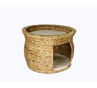 Lycce Niche pour chat tressée en jacinthe d'eau 53 cm x 53 cm x 37 cm