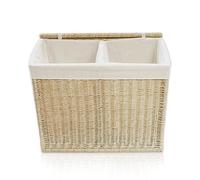 Lycce Panier à linge 2 compartiments 120 l en osier blanc (67 x 33 x 56 cm)
