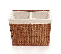 Lycce Panier à linge, 2 compartiments, 120 l, en osier naturel, 67 x 33 x 56 cm