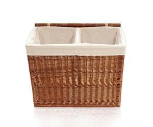 Lycce Panier à linge, 2 compartiments, 120 l, en osier naturel, 67 x 33 x 56 cm