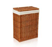 Lycce Panier à linge avec couvercle 60 l en osier naturel