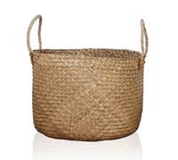 Lycce Panier à linge Rong en jonc de mer avec anse, diamètre 46 cm (taille 3), idéal pour la salle de bain, la chambre à coucher et plus encore, robuste et écologique
