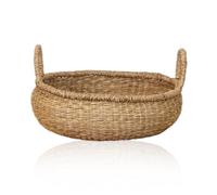 Lycce Panier de rangement naturel tressé en jonc de mer | Panier tressé décoratif avec anse polyvalent dans votre maison comme panier à linge, panier de pique-nique, panier de présentation vide |