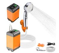 LYCEBELL Douche de camping portable avec batterie de 4800 mAh - Douche de camping d'extérieur 12 V - Pompe de douche mobile - Douche extérieure avec buse de douche et tuyau avec alimentation