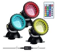Lychee RGB Projecteur Aquarium,sous-Marine Eclairage Submersible pour Poisson, LED étanche IP68 Lampe Angle Réglable Lumière avec Télécommande pour Jardin Pond Piscine Fontaine (3 Pack)