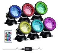 Lychee RGB Projecteur Aquarium,sous-Marine Eclairage Submersible pour Poisson, LED étanche IP68 Lampe Angle Réglable Lumière avec Télécommande pour Jardin Pond Piscine Fontaine (6 Pack)