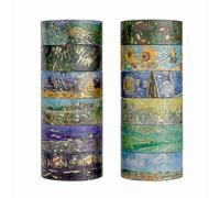 Lychii Washi Tape Set, 12 Rouleaux Ruban Adhésif Décoratif Masking Tapes pour Arts, Bullet Journal, Scrapbooking, Bricolage, Emballage