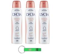 Lycia Lot de 3 déodorants en spray Beauty Care 0 % alcool 150 ml + porte-clés Beni Culinari