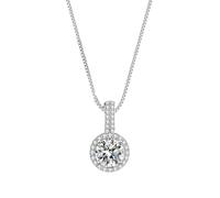 Lyciel haut de gamme Moissanite pendentif collier pour les femmes, 1CT s925 argent pur plaqué de platine, bon cadeau (BTXL-018,Inlaid with genuine moissanite diamonds)