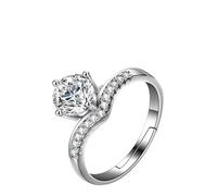 Lyciel S925 Pure Argent Moissanite Bague 1/2 CT D Couleur VVS1 Clarité, plaqué or blanc 18K, cadeau pour les femmes (BTJZ-004/6.5mm1CT,Inlaid with genuine Moissanite diamonds)