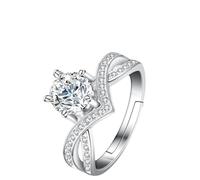 Lyciel S925 Pure Argent Moissanite Bague 1/2 CT D Couleur VVS1 Clarité, plaqué or blanc 18K, cadeau pour les femmes (BTJZ-053/6.5mm1CT,Inlaid with genuine Moissanite diamonds)