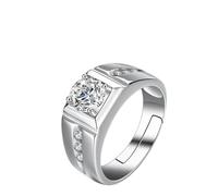 Lyciel S925 Pure Argent Moissanite Bague 1/2 CT D Couleur VVS1 Clarité, plaqué or blanc 18K, cadeau pour les femmes (BTJZ-021/6.5mm1CT,Inlaid with genuine Moissanite diamonds)