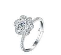 Lyciel S925 Pure Argent Moissanite Bague 1/2 CT D Couleur VVS1 Clarité, plaqué or blanc 18K, cadeau pour les femmes (BTJZ-050/6.5mm1CT,Inlaid with genuine Moissanite diamonds)