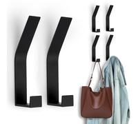 LYCXAMES 6 PCS Patères Mural, Porte Manteau avec Vis Invisibles, Moderne Double Crochets de Manteau, Patere Murale Pour Suspendre Sac à Dos, Veste, Chapeau, écharpes, Sacs à Main, Noir Mat