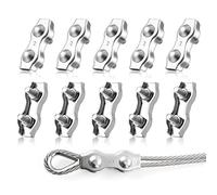 LYCXAMES M2 Duplex Clips Serre-Câbles, 10 Pièces Pinces De Câble Métallique Duplex En Acier Inoxydable 304, Câble à Pince 2mm pour Cordes à Linge en Câble Métallique, Voiles de Soleil