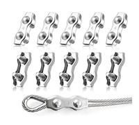 LYCXAMES M4 Duplex Clips Serre-Câbles, 10 Pièces Pinces De Câble Métallique Duplex En Acier Inoxydable 304, Câble à Pince 4mm pour Cordes à Linge en Câble Métallique, Voiles de Soleil