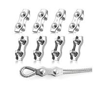 LYCXAMES M5 Duplex Clips Serre-Câbles, 8 Pièces Pinces De Câble Métallique Duplex En Acier Inoxydable 304, Câble à Pince 5mm pour Cordes à Linge en Câble Métallique, Voiles de Soleil