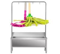 LYDBMYT Évier de sol commercial en acier inoxydable avec bassin profond, baignoire à linge et robinet froid simple, égouttoir durable pour salle de bain et salle de bain, étagère haute 80 x 50 x 55 cm