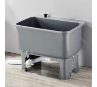LYDBMYT Évier utilitaire commercial de 60 cm - Évier incliné robuste avec filtre de vidange pour cuisine, restaurant, garage et buanderie - Lavabo gris durable pour un nettoyage efficace