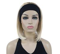 Lydell Perruque courte avec bandeau raide Bob - Perruque demi-longueur 3/4 en cheveux synthétiques (24BT613 Blond doré)
