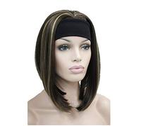 Lydell Perruque courte en cheveux synthétiques, coupe au carré, perruque 3/4