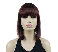 Lydell Perruque de cheveux synthétiques courts raides avec frange - 25,4 cm - Auburn foncé 33A