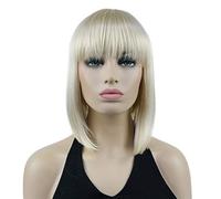 Lydell Perruque de cheveux synthétiques courts raides avec frange Blond 613 25,4 cm