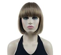 Lydell Perruque synthétique résistante à la chaleur avec frange plate de 20,3 cm