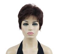 Lydell Perruques courtes pour femme de 15,2 cm - Cheveux synthétiques doux et ondulés - Style classique (33 Auburn foncé)