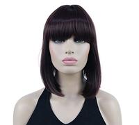 Lydell Perruques de cheveux synthétiques courts raides avec frange 25,4 cm (33 auburn foncé)