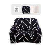 Lydevo Housse de Canapé 1 Place Housse Canapé Extensible avec Accoudoir avec 2 Housses de Coussin Couverture de Canapé Élastique Universelle Antidérapante Revêtement de Canapé(1 Place,Ligne Noire)