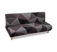 Lydevo Housse de Canapé sans Accoudoir 3 Places Housse de Canapé Clic Clac Extensible Universel Lavable Couverture de Canapé pour Canapé-lit Ajustable Housse Protection pour Canapé,Géométrie Noire