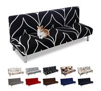 Lydevo Housse de Canapé sans Accoudoir 3 Places Housse de Canapé Clic Clac Extensible Universel Lavable Couverture de Canapé pour Canapé-lit Ajustable Housse Protection pour Canapé,Ligne Noire