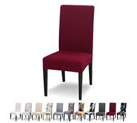 Lydevo Housse de Chaise Extensible Lot de 4 Housse de Chaise Salle à Manger Universel Lavable Moderne Couvre Couverture de Chaise pour Décor Salle à Manger Restaurant Hôtel Bouquet,Vin Rouge