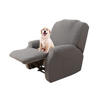Lydevo Housse de Fauteuil inclinable Extensible Housse de Chaise inclinable Protection inclinable Lot de 4 avec Poches latérales Housse de Fauteuil inclinable Lavable antidérapante,Grau
