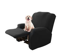 Lydevo Housse de Fauteuil inclinable Extensible Housse de Chaise inclinable Protection inclinable Lot de 4 avec Poches latérales Housse de Fauteuil inclinable Lavable antidérapante,Le Noir