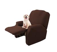 Lydevo Housse de Fauteuil inclinable Extensible Housse de Chaise inclinable Protection inclinable Lot de 4 avec Poches latérales Housse de Fauteuil inclinable Lavable antidérapante,Café