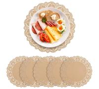 LYDODOKA Lot de 100 sets de table ronds en papier de 34,3 cm, napperons en papier rustique, napperons en papier pour nourriture, gâteaux, travaux manuels, fête, mariage, vaisselle (marron)